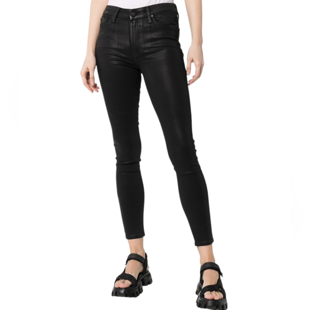 Paige Hoxton ankle black coated skinny jeans womens sz 27